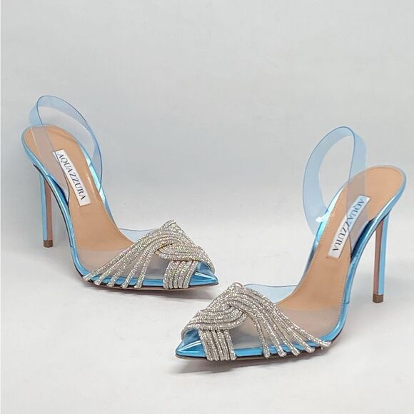 Aquazzura Gatsby Crystal-Embellished Slingback pumps size 35 - Picture 1 of 13